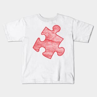 White stripes on red grunge puzzle Kids T-Shirt